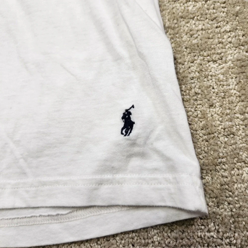 Polo Ralph Lauren Shirt Men Medium Slim Fit White Tee Pony Logo Cotton NEW